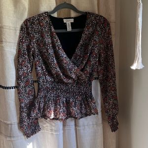 Long Sleeve XS floral top blouse shirt